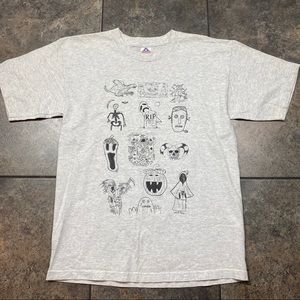 VTG 90’s 00’s Halloween Style Artist Sketches S/S T-Shirt Size Large